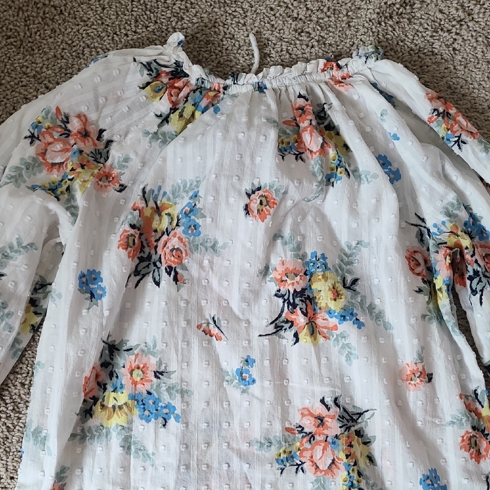 Floral Tie Neck 3/4 Sleeve Blouse- PXS Loft - Picture 9 of 14